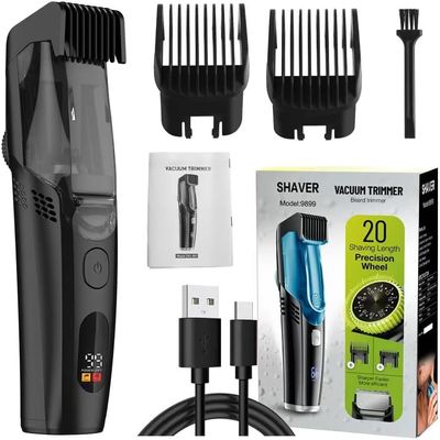 Electric Hair Clipper, Vacuum Beard Trimmer for Men with Adjustable Comb, Waterproof Electric Trimmer Kit, 20 Length Settings, Built-in Hair Suction, USB Rechargeable for Sideburns & Mustache (Black)