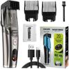 Electric hair clipper, Vacuum Beard Trimmer for Men with Adjustable Comb, Waterproof Electric Trimmer Kit, 20 Length Settings, Built-in Hair Suction, USB Rechargeable for Sideburns & Mustache (Silver) view 1