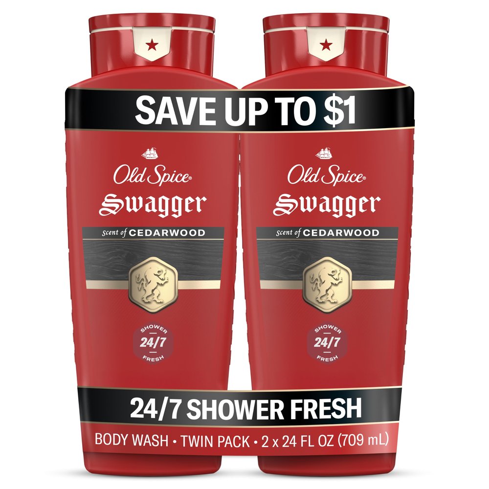Old Spice Body Wash for Men, Long-Lasting Swagger Scent, 24 fl oz Pack of 2