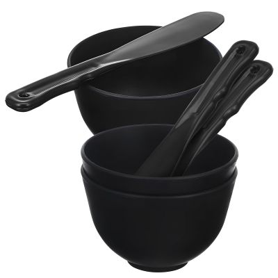 JHKNNK Deep Bottom Silicone Face Mask Mixing Bowls Flat Spatula DIY Mud Mask Mixing Tool Kit for Home Spa and Facial Care (Black)