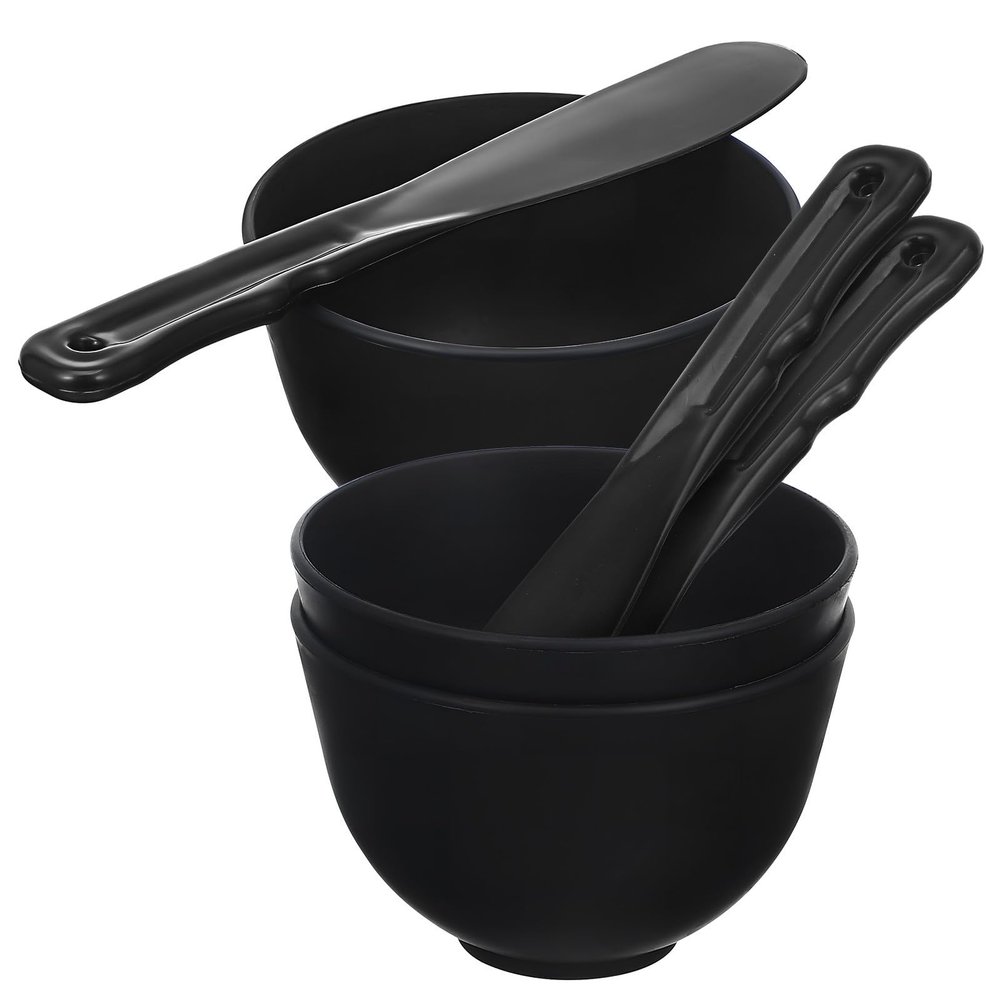 JHKNNK Deep Bottom Silicone Face Mask Mixing Bowls Flat Spatula DIY Mud Mask Mixing Tool Kit for Home Spa and Facial Care (Black)