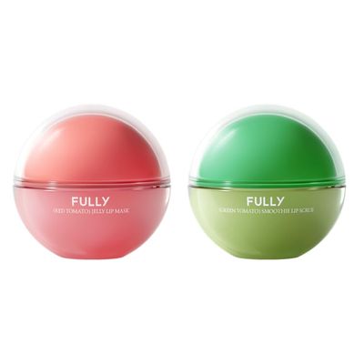 Lip Balm and Scrub Duo Stocking Stuffers Gifts, Long Lasting Korean Lip Care, Intense Hydrated Lip Set for Dry, Flaky and Chapped Lips, Exfoliate & Moisturize Green & Red Tomatoes