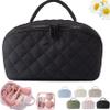 2026 New Travel Makeup Bag For Woman,180 Open Wide Open Lay-Flat Water-Resistant Cosmetic Case,Puffy Padded Organizer For Toiletries & Brushes Large Capacity With Compartments (Black) view 1