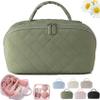 2026 New Travel Makeup Bag For Woman,180 Open Wide Open Lay-Flat Water-Resistant Cosmetic Case,Puffy Padded Organizer For Toiletries & Brushes Large Capacity With Compartments (Green) view 1