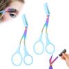 2 in 1 Eyebrow Scissors with Comb, Precision Stainless Steel Eyebrow Trimmer Cutter, Non-Slip Grooming Scissors for Men & Women, Portable Facial Hair Removal Makeup Tool (Blue, 2Pcs) view 1