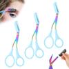 2 in 1 Eyebrow Scissors with Comb, Precision Stainless Steel Eyebrow Trimmer Cutter, Non-Slip Grooming Scissors for Men & Women, Portable Facial Hair Removal Makeup Tool (Blue, 3Pcs) view 1