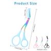 2 in 1 Eyebrow Scissors with Comb, Precision Stainless Steel Eyebrow Trimmer Cutter, Non-Slip Grooming Scissors for Men & Women, Portable Facial Hair Removal Makeup Tool (Blue, 3Pcs) view 2