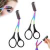 2 in 1 Eyebrow Scissors with Comb, Precision Stainless Steel Eyebrow Trimmer Cutter, Non-Slip Grooming Scissors for Men & Women, Portable Facial Hair Removal Makeup Tool (Black, 2Pcs) view 1