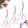 2 in 1 Eyebrow Scissors with Comb, Precision Stainless Steel Eyebrow Trimmer Cutter, Non-Slip Grooming Scissors for Men & Women, Portable Facial Hair Removal Makeup Tool (Pink, 3Pcs) view 1