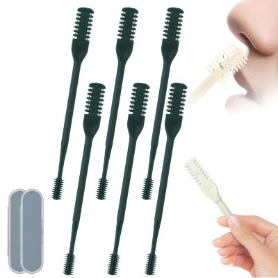 2025 New Nose Hair Trimmer with Portable Ear Picker, 2 in 1 Nasal Cutter, Double Sided for Men Women, 360 Rotating Knife Picker, Home Travel Essentials black 6pcs