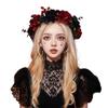 OhMill Flower Crowns Women Rose Headband Gothic Crown Flower Headpiece Elf Headpiece Elf Crown Goth Headbands Red Crowns view 1