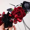 OhMill Flower Crowns Women Rose Headband Gothic Crown Flower Headpiece Elf Headpiece Elf Crown Goth Headbands Red Crowns view 4