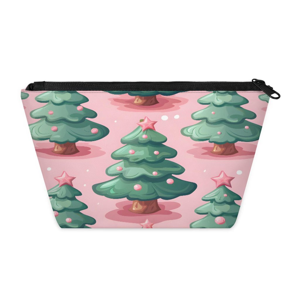 AGHESOTH Cosmetic Bag for Women Trendy Makeup Bags Organizer Travel Waterproof Toiletry Case Small Storage Zipper Pouch Trips Accessories Holidays Christmas Cartoon Tree Themed Gifts Dailyuse