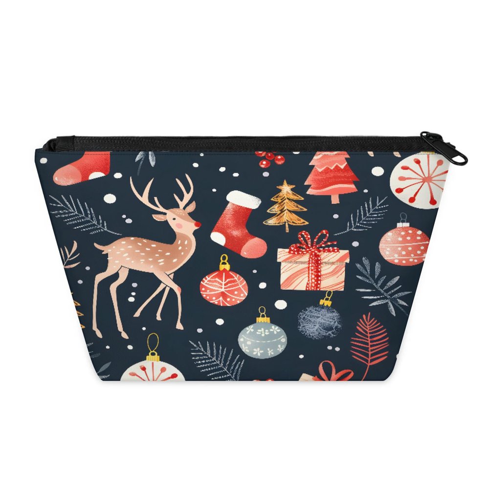 AGHESOTH Cosmetic Bag for Women Trendy Makeup Bags Organizer Travel Waterproof Toiletry Case Small Storage Zipper Pouch Trips Accessories Christmas Elements Pattern Themed Gifts Dailyuse