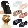 HOKEMP 6Pcs French Flat Hair Clips for Women - 2 Styles Matte Oval Claw Clips for Thin Thick Hair Large Strong Hold Lay Down Hair Accessories for Women (Glossy Brown Set) view 1