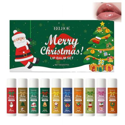 10 Pieces Christmas Lip Balm Gift Set,natural Fruit Flavor Lipbalms Multipack for Women Men,Long Lasting Lipcare Moisturizing Hydrating Lipgloss Nourishing Chapstick for Repair Chapped Dry Lips
