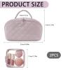 2026 New Makeup Bag for Women, Wide Open Lay-Flat Water-Resistant Cosmetic Case | Puffy Padded Organizer for Toiletries & Brushes, Large Capacity with Compartments (Dark green) view 2