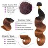 T1B430 Body Wave Human Hair Bundles Ombre Brown 22 Inch 3 Tone Brown 1 Bundles Human Hair Extensions 100 Gram Per Bundle Unprocessed Virgin Double Weft view 3