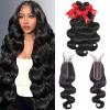 12A Body Wave Bundles with 2x6 Closure Human Hair 26 28 30+20 Inch Brazilian Virgin Body Wave Human Hair Weave 3 Bundles with 2x6 HD Lace Closure view 1