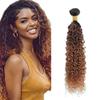T1B430 Curly Wave Human Hair Bundles Ombre Brown 26 Inch 3 Tone Brown 1 Bundles Human Hair Extensions 100 Gram Per Bundle Unprocessed Virgin Double Weft view 1