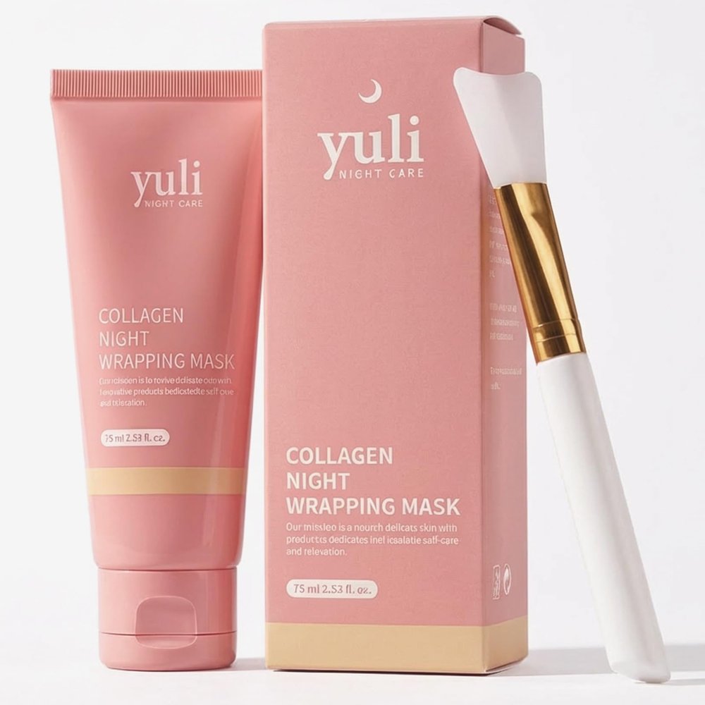 FYRKOA YULI Collagen Overnight Wrapping Peel Off Face Mask, Yuri Overnight Collagen Face Mask Easy Peel Off Facial Mask Skin Care Night Mask, Reduce Fine Lines & Dullness, Anti-Aging Skin Car