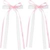 2Pcs Pink Cute Lace Bow Hair Clips, Coquette Snap Barrettes Bowknot Hair Ribbon for Women Girls Christmas Valentines Wedding Prom Decorative Accessories view 1