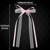 2Pcs Pink Cute Lace Bow Hair Clips, Coquette Snap Barrettes Bowknot Hair Ribbon for Women Girls Christmas Valentines Wedding Prom Decorative Accessories view 2