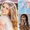 2Pcs Pink Cute Lace Bow Hair Clips, Coquette Snap Barrettes Bowknot Hair Ribbon for Women Girls Christmas Valentines Wedding Prom Decorative Accessories view 3