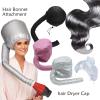 1set Net Plopping Cap for Drying Curly Hair - Upgraded Bonnet with Diffuser for, Adjustable Hoods with Drawstring(Pink+4pcs Net) view 2