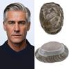 ApexToupees Toupee For Men European Human Hair Piece Men Hair Replacemnt System Fine Mono Mens Toupee Hair Prosthesis Protesis Capilar Hombre7X9 Medium Light Density #560 5# MEDIUM LIGHT BROWN+60%GREY view 1