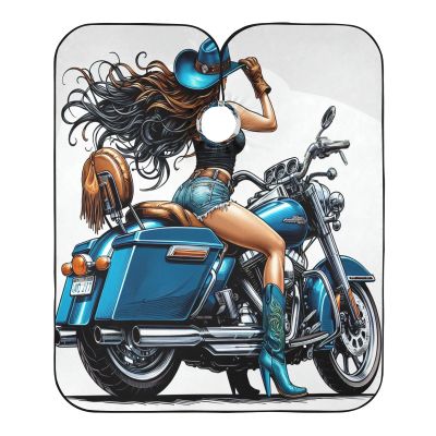 Qilmy Motorcycle Cow Woman Barber Cape for Men Women, Waterproof Hair Cutting Cape with Adjustable Neckline for Salon Haircut Styling Coloring
