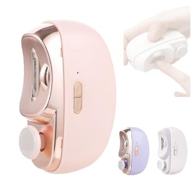 3 in 1 Electric Nail Clipper - Automatic Nail Trimmer with Polishing (Electric Nail File), 2 Adjustable Speeds Electric Toenail Clippers for Seniors, Safe for Fingers & Toes (Pink)