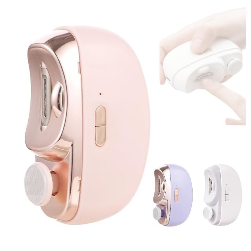 3 in 1 Electric Nail Clipper - Automatic Nail Trimmer with Polishing (Electric Nail File), 2 Adjustable Speeds Electric Toenail Clippers for Seniors, Safe for Fingers & Toes (Pink)