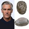 ApexToupees Toupee For Men European Human Hair Piece Men Hair Replacemnt System Fine Mono Mens Toupee Hair Prosthesis 6X9 110% Light To Medium Density440# 4# MEDIUM BROWN+40% GREY view 1