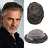 ApexToupees Toupee For Men European Human Hair Piece Men Hair Replacemnt System Fine Mono Mens Toupee Hair Prosthesis Protesis Capilar Hombre7X9"-110% Light To Medium Density340# 3# DARK BROWN+40%GREY view 1