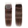 Brown Closure 4x4 Free Part #4 Color Straight Chocolate Brown Closure 100% Human Hair Extensions Pre-plucked Bleached Knots 18 Inch view 2