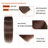 Brown Closure 4x4 Free Part #4 Color Straight Chocolate Brown Closure 100% Human Hair Extensions Pre-plucked Bleached Knots 18 Inch view 3