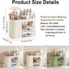 WangChangHong Makeup Storage Organizer with 3 Drawers, Automatic Lifting Brush Holder, Large Capacity Cosmetic Case, Cream Color, for Dressing Table, Bathroom Counter view 3