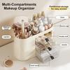 WangChangHong Makeup Storage Organizer with 3 Drawers, Automatic Lifting Brush Holder, Large Capacity Cosmetic Case, Cream Color, for Dressing Table, Bathroom Counter view 4
