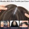 starluck 6x5 inch Large Swiss Base SilkHug 14 Inch Real Human Hair Toppers,60 Gram, 100% Real Human Hair Toppers for Women with thinning (Dark Brown with Blonde Highlights,1B/2/6/16#, with Bangs) view 2