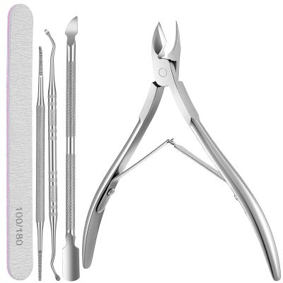 9pcs Ingrown Toenail Tool Kit Professional Stainless Steel Cuticle Nippers Cuticle Trimmer Nail Cutter Nipper Clipper File Under Nail Cleaner Pedicure Tools Set Nails Care Kit for Fingernails Toenails