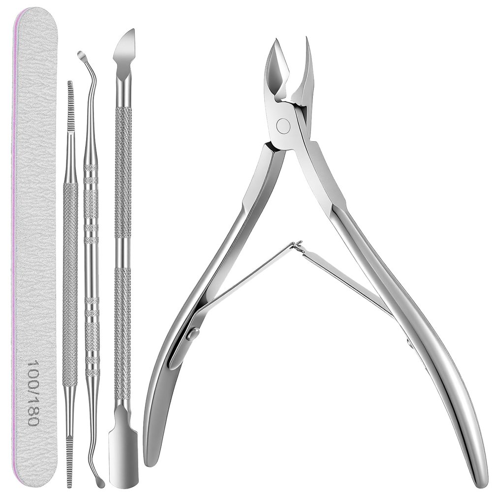 9pcs Ingrown Toenail Tool Kit Professional Stainless Steel Cuticle Nippers Cuticle Trimmer Nail Cutter Nipper Clipper File Under Nail Cleaner Pedicure Tools Set Nails Care Kit for Fingernails Toenails