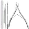 9pcs Ingrown Toenail Tool Kit Professional Stainless Steel Cuticle Nippers Cuticle Trimmer Nail Cutter Nipper Clipper File Under Nail Cleaner Pedicure Tools Set Nails Care Kit for Fingernails Toenails view 1