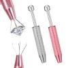 2 Pcs Piercing Ball Grabber Tool, Piercing Changing Tools 4 Claw Diamond Tweezers Stainless Steel Jeweler Pick Up Tool for Ear Nose Lip Tools Electronic Components Tiny Objects Ic Chips (Silver+Pink) view 1