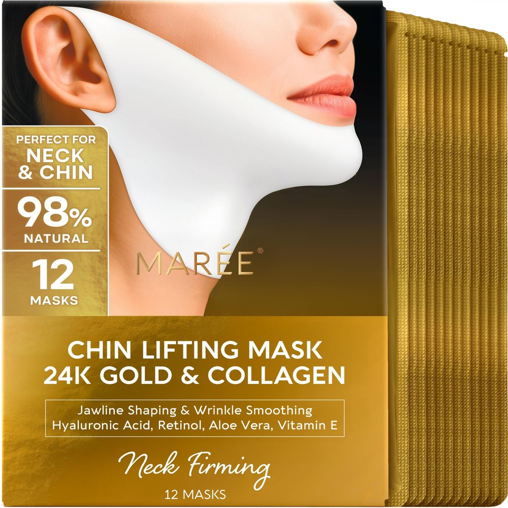 MAREE V Line Lifting Mask - 24K Gold Double Chin Lifting Mask 12 Ct