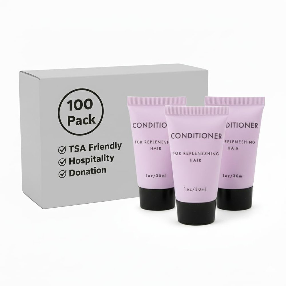 100 pack 1 oz Travel Size Hair Conditioner Shampoo Scented - Hotel, Homeless Shelter, Donation, Charity (Bulk 100 bottles 1 ounce each)