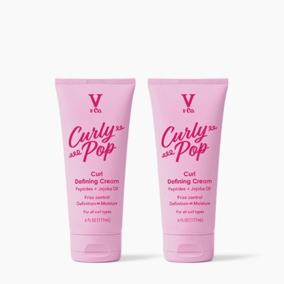 V&Co. Beauty Curly Pop Curl Defining Cream (2-Pack)  Curl Cream for Curly Hair, Anti Frizz & Moisturizing Hair Care with Peptides & Jojoba Oil  Defines Curls & Adds Hydration  6 oz