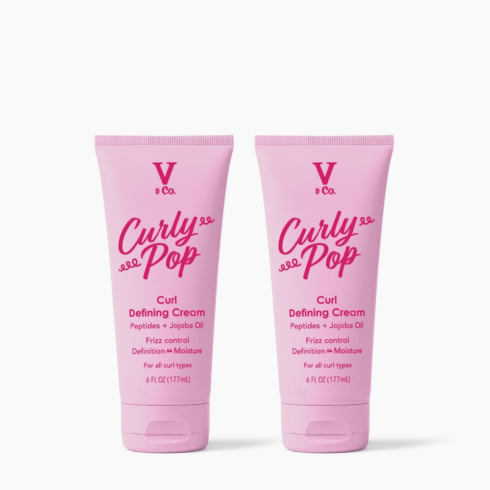 V&Co. Beauty Curly Pop Curl Defining Cream (2-Pack)  Curl Cream for Curly Hair, Anti Frizz & Moisturizing Hair Care with Peptides & Jojoba Oil  Defines Curls & Adds Hydration  6 oz