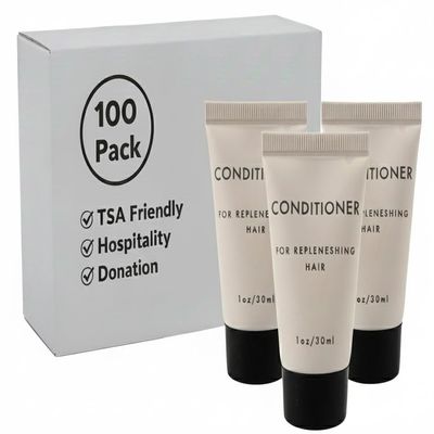 100 pack 1 oz Hair Conditioner Shampoo Travel Size for Hospitality, Hotel, Donation, Charity Drive (Unscented,Bulk 100 bottles 1 ounce each)