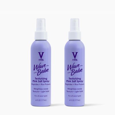 V&Co. Beauty Wave Babe Texturizing Pink Salt Spray (2 Pack), Beach Wave Spray for Wavy Hair with Himalayan Pink Salt & Peptides, Texturizing & Volumizing Mist for Soft, Touchable Waves, 6 oz